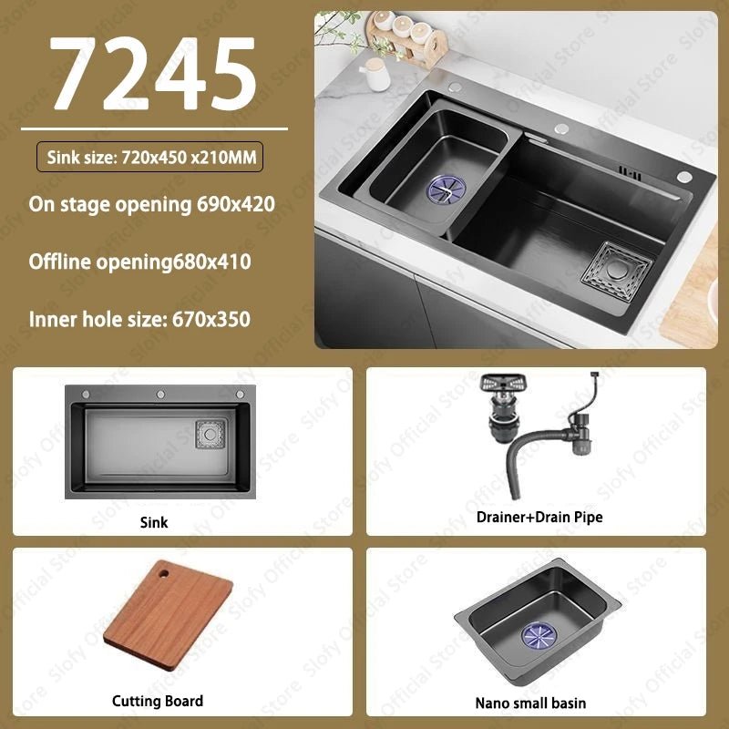 Stainless Steel Farmhouse Kitchen Sink – Single Bowl with Faucet & Drain