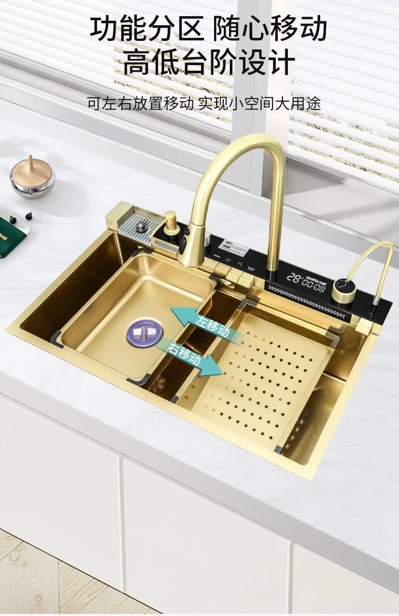 Stainless Steel Kitchen Sink – Digital Display & Ambient Light