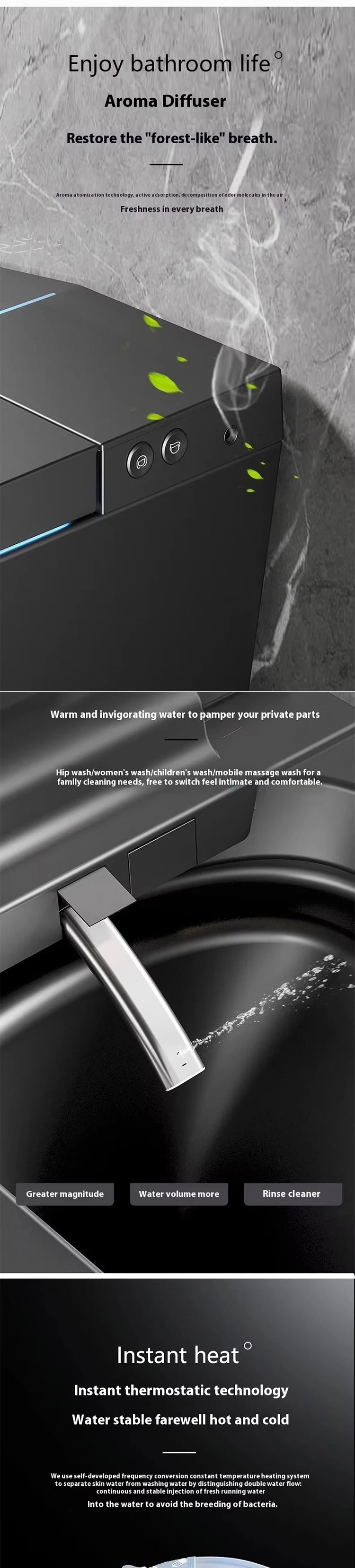 Luxury Tankless Smart Toilet – Matte Black Heated Electric Bidet