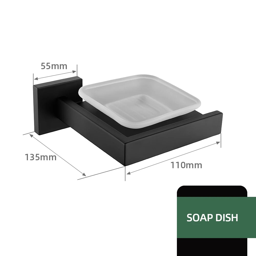 Matt Black Bathroom Hardware & Accessory Kit